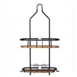 2-TEAK SHELVES TIA RUSTPROOF OVER THE SHOWER CADDY