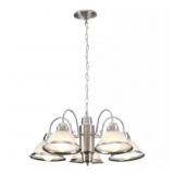 HALOPHANE 5-LIGHT BRUSHED NICKEL CHANDELIER WITH F
