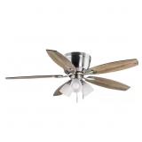 SIDLOW 52 IN. INDOOR LED BRUSHED NICKEL HUGGER DRY