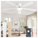 52 IN. WHITE INDOOR DIMMABLE LED 6-SPEED LOW PROFI