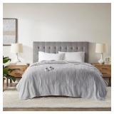 PLUSH LIGHT GREY PLUSH FULL ELECTRIC BLANKET