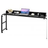 $111 VEVOR OVERBED TABLE, 66"-87" MOBILE BED SIDE