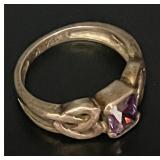 Vtg. Sterling  Celtic Knot, Purple Gemstone Ring