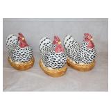 Vintage Ceramic Hen on Nest Figurines (3)