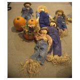 Lot of Various Handmade Scarecrow Fall Decor