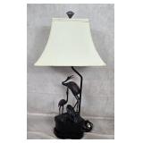 Vintage Bronze Crane Sculptural Table Lamp