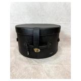 Vintage Black Leather Hat Box