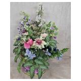 Floral Arrangement in Painted Metal Bucket
