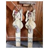 Set of Rustic Wooden Bunny Porch Leaner