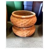 Pair of Rustic Woven Terra Cotta Planters