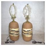 Pair of Mid Century Modern Stoneware Table Lamps