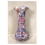 Vintage Splatter Drip Blown Art Glass Vase