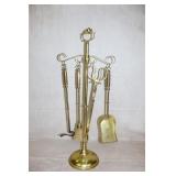 Vintage Brass Fireplace Tool Set