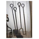 Hand-Forged Wrought Iron Fireplace Tool Set