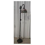 Vintage Hand Painted Glass Bridge Arm Floor Lamp