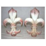 Pair of  Vintage Royal Fenton Ceramic De Lis