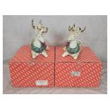 Fitz & Floyd Christmas Garland Stag Centerpieces