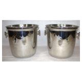 Lot of 2 Stainless Steel Budweiser Ice Buckets
