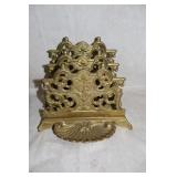 Vintage Ornate Brass Triple Letter Holder