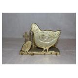 Vintage Hen & Chick Brass Napkin/Letter Holder