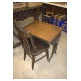 Antique Wooden/Cast Iron School Desk Combo