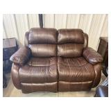 Brown Leather Electric Reclining Loveseat