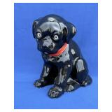 Glossy Black Porcelain Dog Figurine Erphila German