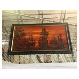 Mid Century Drip Art Painting Signed Bovi