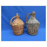 Wicker Covered Glass Demijohn Wine Bottles