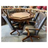 3-in-1 Poker Table w/4 Rolling Leather Chairs