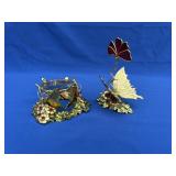 Decorative Brass/Enameled Butterfly Figurines