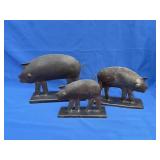 Set of Rustic Metal Pig Sculptures