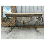 Ornate Marble Top Console Table