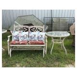 Outdoor Glider Bench and Side Table
