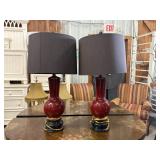 Chinese Style Red Sang De Boeuf Table Lamps