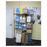 Contents of Rack with Rack: Cleaning Supplies