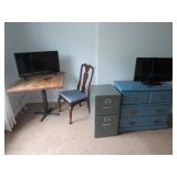 TELEVISION, FILING CABINET, TABLE, ETC