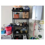 PLASTIC BOOKCASE SHELF AND CONTENTS