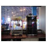 POPCORN MACHINE AND SMALL REFRIGERATOR