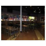 TABLES, CHAIRS, BROWN BOOTHS W/TABLES