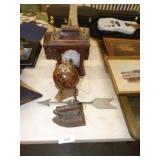 SAD IRON WEATER VANE PART, CLOCK & SMALL TRUNK SAD IRON WEATER VANE PART, CLOCK & SMALL TRUNK