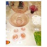 ASSORTED PINK DEPRESSION GLASS ASSORTED PINK DEPRESSION GLASS