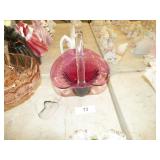 CRANBERRY GLASS BASKET CRANBERRY GLASS BASKET