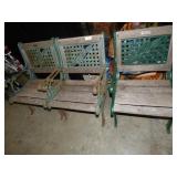 3 CAST IRON & WOOD OUTDOOR CHAIRS 3 CAST IRON & WOOD OUTDOOR CHAIRS