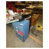 LUGGAGE, VACUUM, STORAGE BOX WITH ITEMS INSIDE