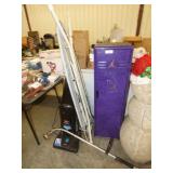 2 VACUUMS, GAS WEED TRIMMER, IRONING BOARD &