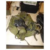 OLD MILITARY BACKPACK & GAS MASK