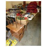 2 WOOD LAMP TABLES & CHRISTMAS