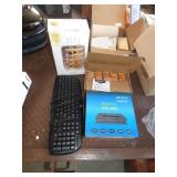 WINE RACK, DVD PLAYER, KEYBOARD, BATTERIES