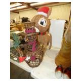 LIGHTED DEER & WOOD SNOMMAN CHRISTMAS DECOR
